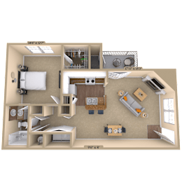 1BR 1BA (790 SF) at Reflection Pointe, Flowood, Mississippi