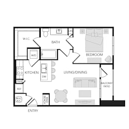 1BR 1BA (712 SF)