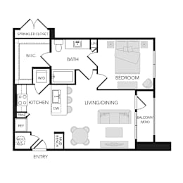 1BR 1BA (706 SF)