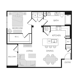 1BR 1BA (A05- 862 SF)