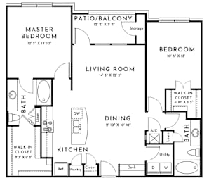 2BR 2BA_1150 SF at Mansfield on the Green, Milwaukie, TX, Texas