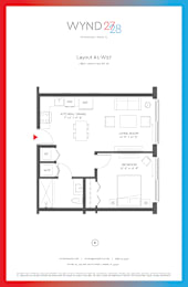 Floor Plan  W27 - 1BR 1BA_600 SF at WYND 27 & WYND 28, Miami