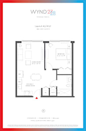 Floor Plan  W27 - 1BR 1BA_616 SF - A3 at WYND 27 & WYND 28, Miami, FL, Florida , 33127