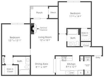 2BR 2BA_1090sf at The Apartments at Wellington Trace, Maryland, 21703