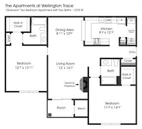 2BR 2BA_1070sf at The Apartments at Wellington Trace, Maryland