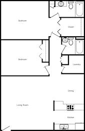 A black and white floor plan of a house with labeled rooms.