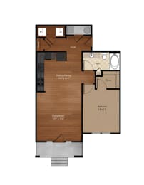 a floor plan of a 1 bedroom apartment