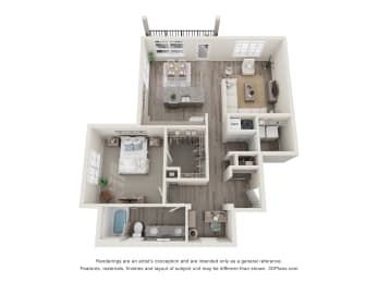 A4 1 bed 1 bath 1040 sq ft