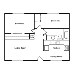 Seaspray Floor Plan 2 bedroom 1 bathroom 800 sq ft