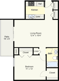 The Ash one bedroom floor plan