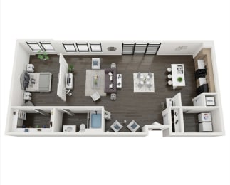 this is a 3d floor plan of a 1 bedroom apartment at the biltmore apartments