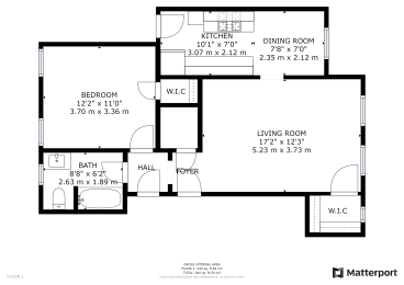  Floor Plan 1 Bedroom + 1 Bath