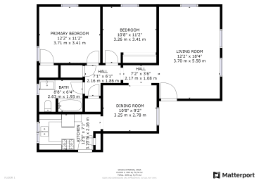  Floor Plan 2 Bedroom + 1 Bath