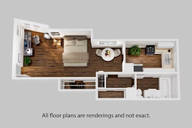 an overhead view of the bedroom floor plan