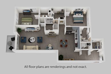  Floor Plan 2 Bedroom + 2 Bath