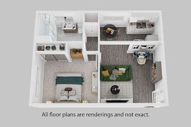 A floor plan of a house with a kitchen, living room, and bedrooms.