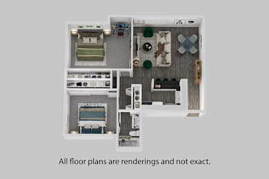 A diagram of a house layout with a kitchen, living room, and bathroom.