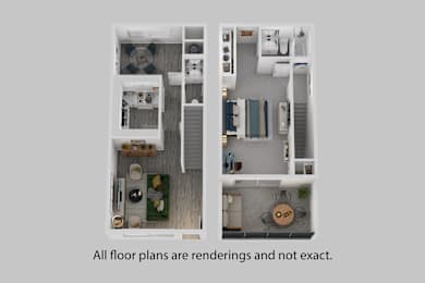 Two images of a floor plan of a house with a kitchen, living room, and bedrooms.