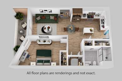 3d floor plan of a house with bedrooms and a living room
