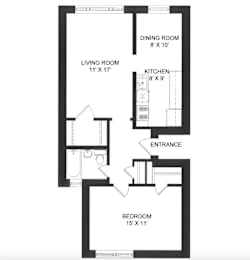  Floor Plan 1 Bedroom - 1 Bathroom