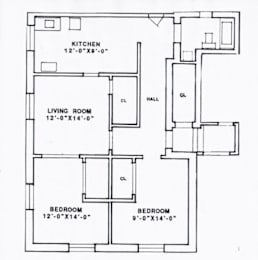 Floor Plan 2 Bedroom - 2 Bathroom