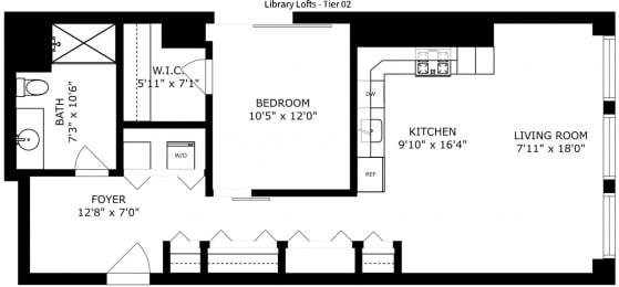  Floor Plan 1 Bedroom Plus - 1 Bathroom