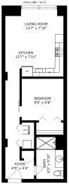  Floor Plan 1 Bedroom - 1 Bathroom (Medium)