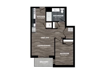  Floor Plan 1 Bedroom - 1 Bathroom