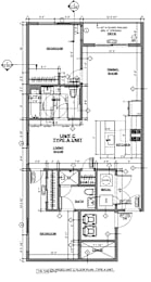 A detailed architectural floor plan for a Type A unit, showing the layout of the bedroom, dining room, kitchen, bathroom, and living room.
