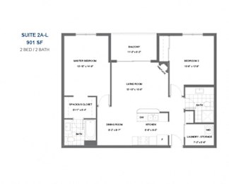 Floor Plan  Square 104 - 2 BED – 2 BATH - 901 SF – Apartment