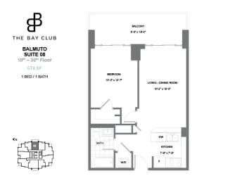 Floor Plan  Balmuto 1bedroom floorplan