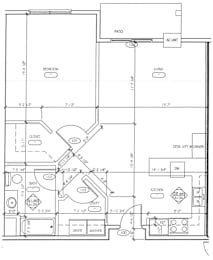 a blueprint of the 1 bedroom floorplan at building 12