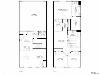 A floor plan of a two story house with two bedrooms on the second floor.
