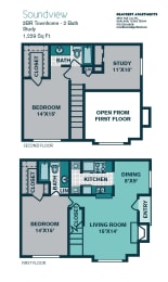 2 Bed 2 Bath B3 - 1229sqft - SOUNDVIEW at Seacrest Apartments, Garland, TX, 75044