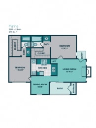 2 Bed 2 Bath B2 - 975sqft - MARINA at Seacrest Apartments, Texas, 75044