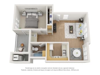  Floor Plan One Bedroom - 1318