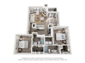 Maple Floor Plan of a house at Foxborough Apartments, Irving, TX, Texas, 75061
