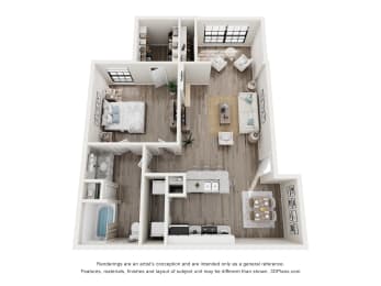 Pecan Floor Plan of a house with a bedroom at Foxborough Apartments, Irving, TX, Texas, 75061