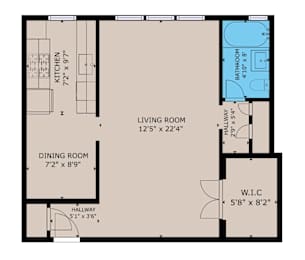 Studio Floor Plan at Normandie Grove, Los Angeles California