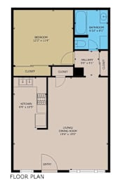 1 Bedroom Floor Plan at Palms at Menlo, California, 90006