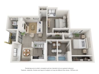 Beach Floor Plan at Desert Vistas Apartments, Las Vegas, Nevada, 89142
