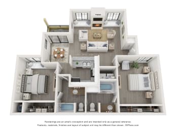 Coral Floor Plan at Desert Vistas Apartments, Las Vegas, Nevada, 89142