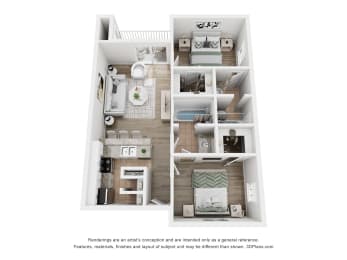 Floor Plan 2 Bed/ 2 Bath B1