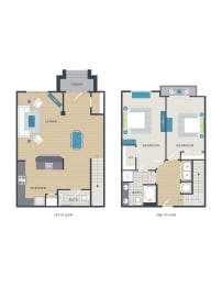 a floor plan of two different floors of a house
