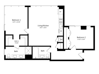  Floor Plan 1205 Collection - 2 Bed - 2 Bath | B06
