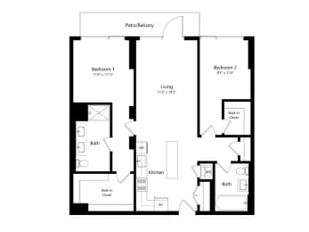  Floor Plan 1205 Collection - 2 Bed - 2 Bath | B07