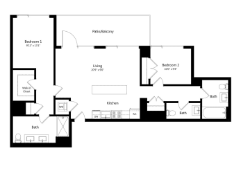  Floor Plan 1205 Collection - 2 Bed - 2.5 Bath | B17
