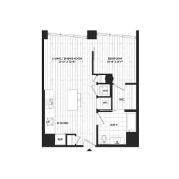  Floor Plan 1 Bed - 1 Bath | A07
