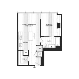  Floor Plan 1 Bed - 1 Bath | AJ4A