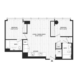  Floor Plan 2 Bed - 2 Bath | B01